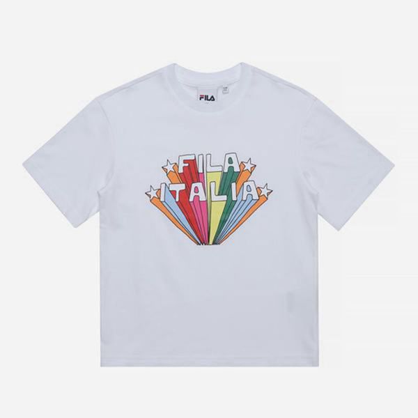 Camisetas Fila Menina Branco - Fila Rainbow Crew Neck S/S Portugal Online,OIGW-64793